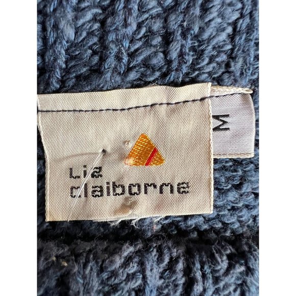 Liz Claiborne Vintage Stripe Sweater  M Blue  Stripe Cotton Blend - Picture 6 of 16